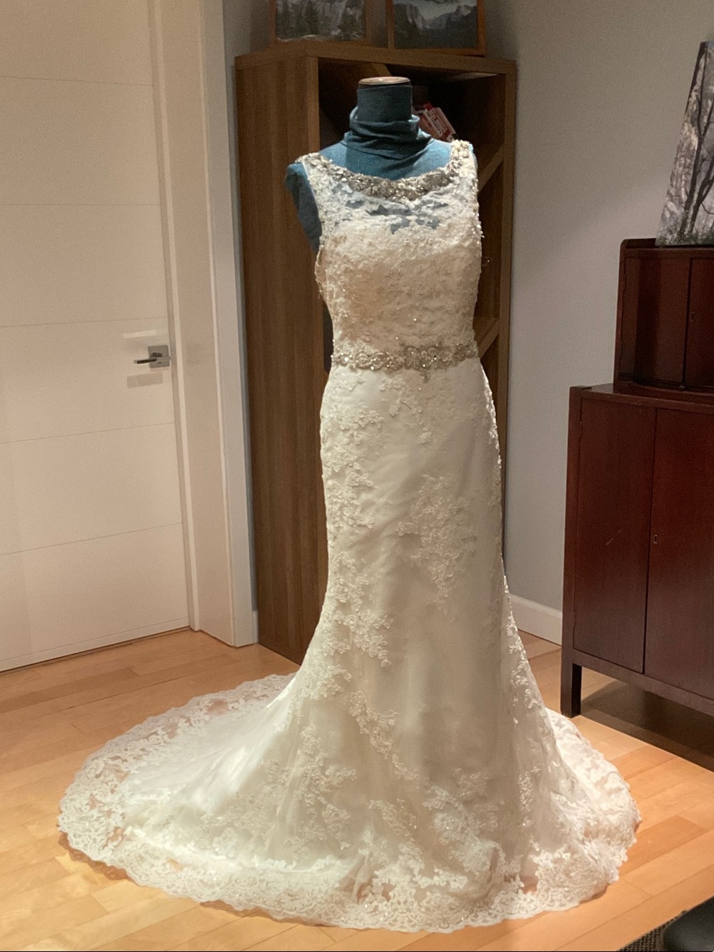 Beaded Lace Wedding Dress in Ivory by